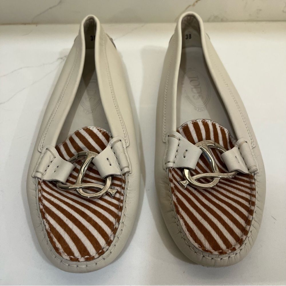 Tod's White and Tan Women's Loafers